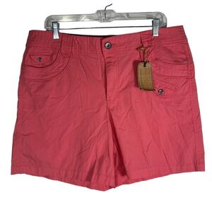 NWT Khakis & Co Womens Coral Pink Stretch Cotton Shorts Size 14 30593T